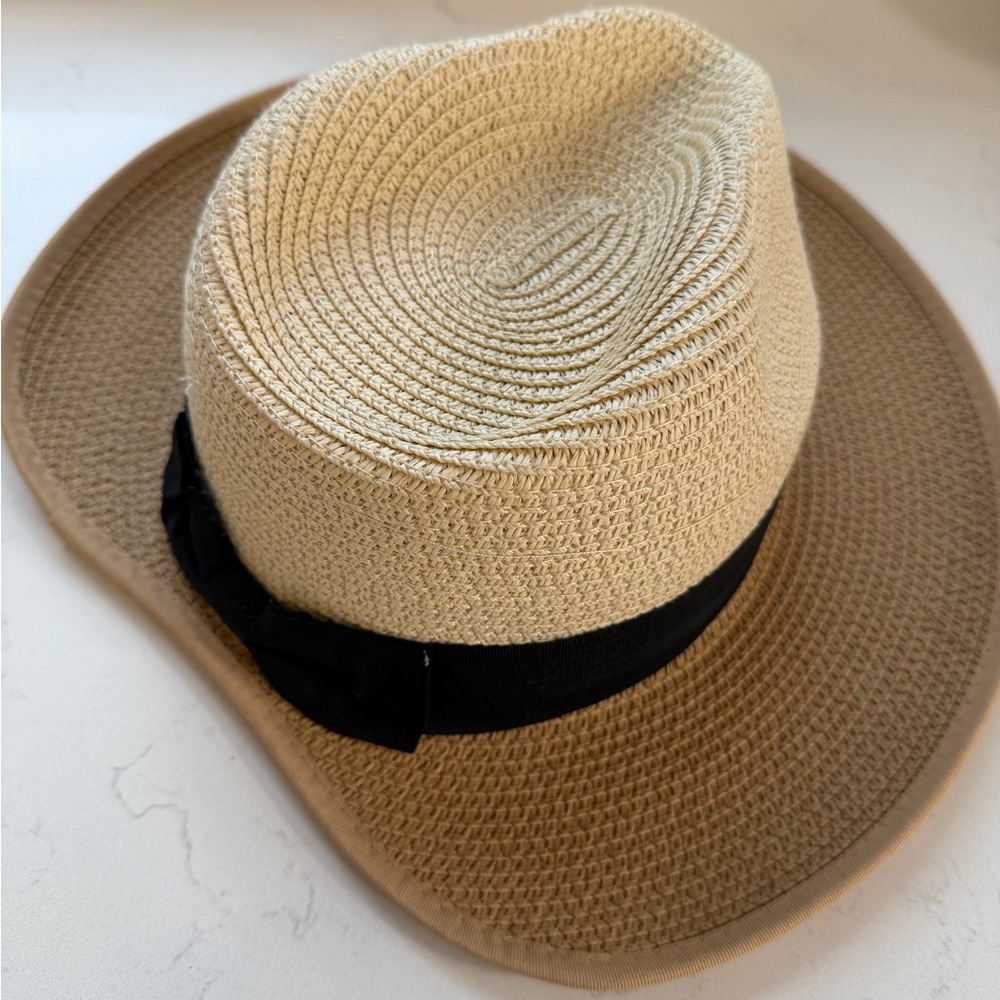 Tan Straw Hat with Black Band